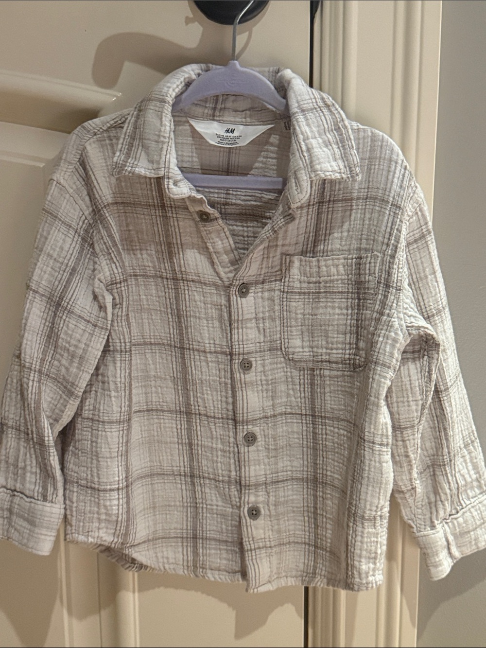 H&M Beige & Brown Plaid Button-Down Shirt